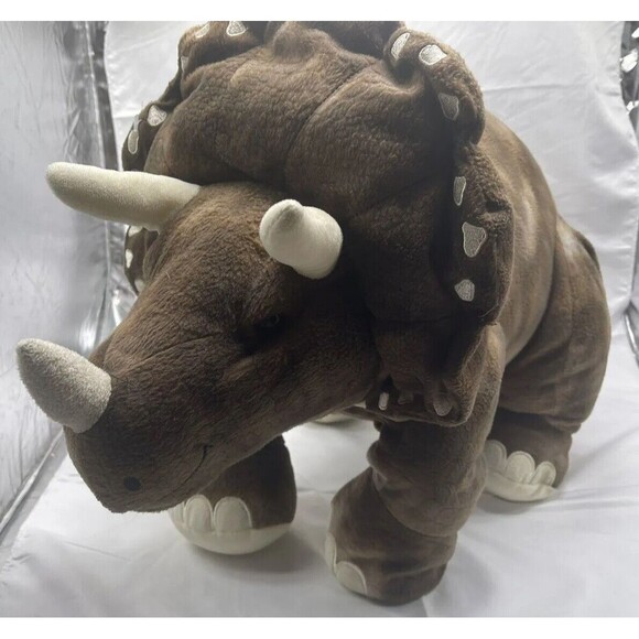 Vintage HugFun Dinosaur Dino Brown Triceratops 30” Plush Stuffed Animal Toy RARE - Picture 16 of 16